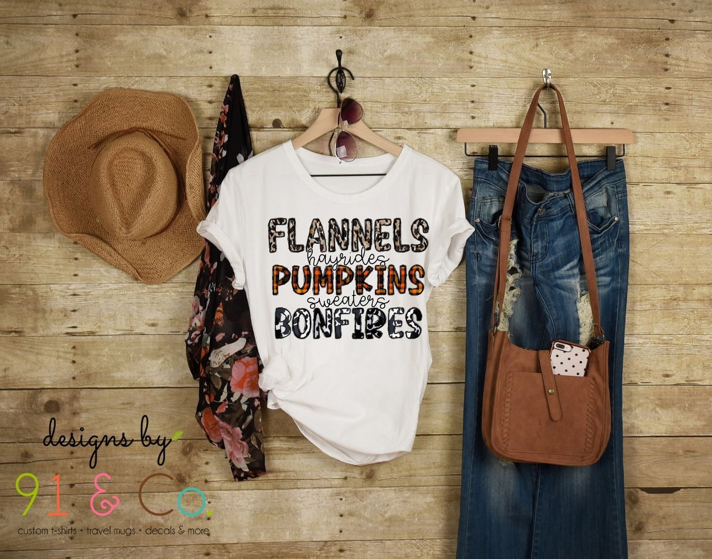 Fall Flannel, Pumpkins, Bonfires T-Shirt